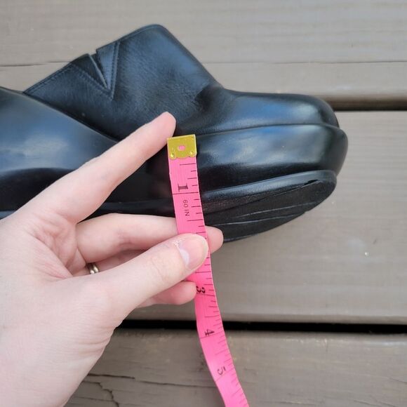 Vintage 90s y2k Tommy Hilfiger Bratz Black Leather Platform Wedge Chunky Mules 6 - Picture 8 of 9